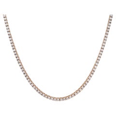 Used 6.40 Carat Handmade Diamond Tennis Necklace 18 karat Rose Gold 