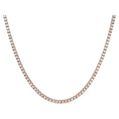 Collar de tenis de diamantes de 6,40 quilates de oro rosa de 18 quilates hecho a mano