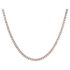 Collier tennis fait main en or rose 18 carats avec diamants 6,40 carats 