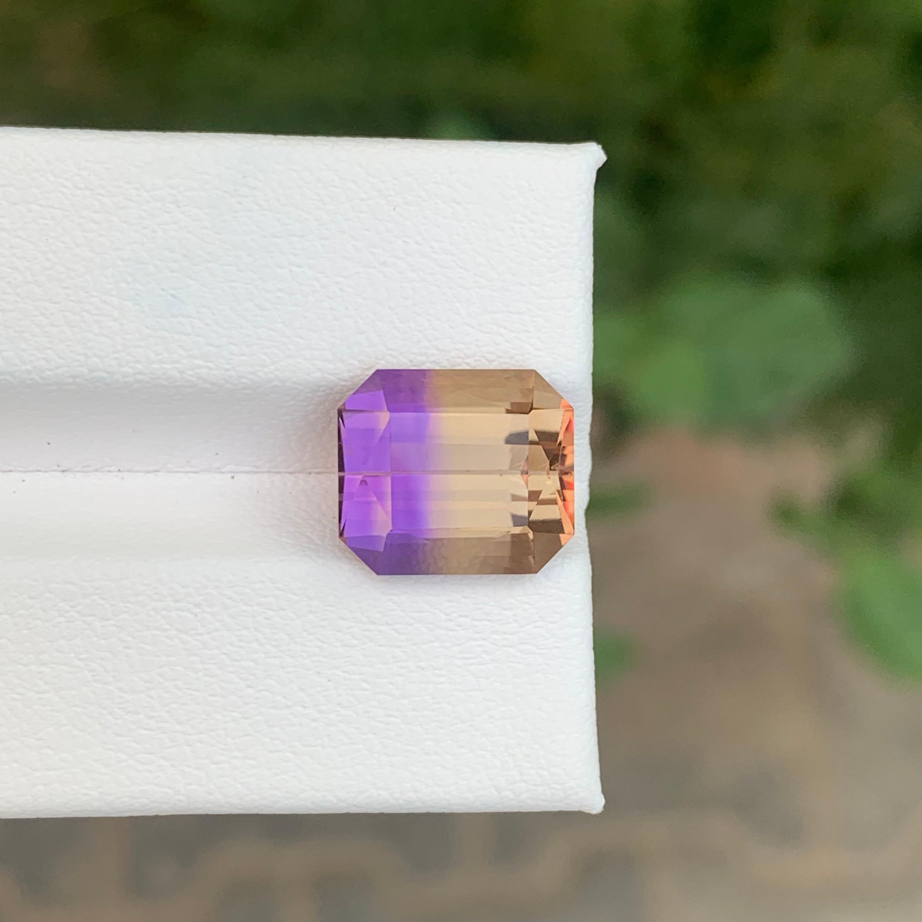 Taille émeraude 6.40 Carat Natural Loose Ametrine Emerald Shape Gemstone en vente
