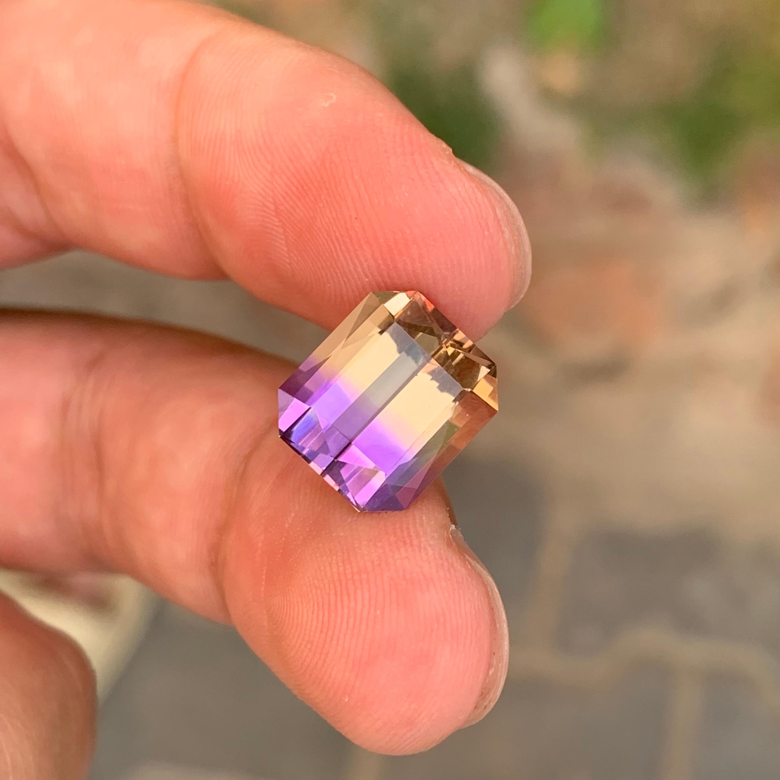 6.40 Carat Natural Loose Ametrine Emerald Shape Gemstone Unisexe en vente