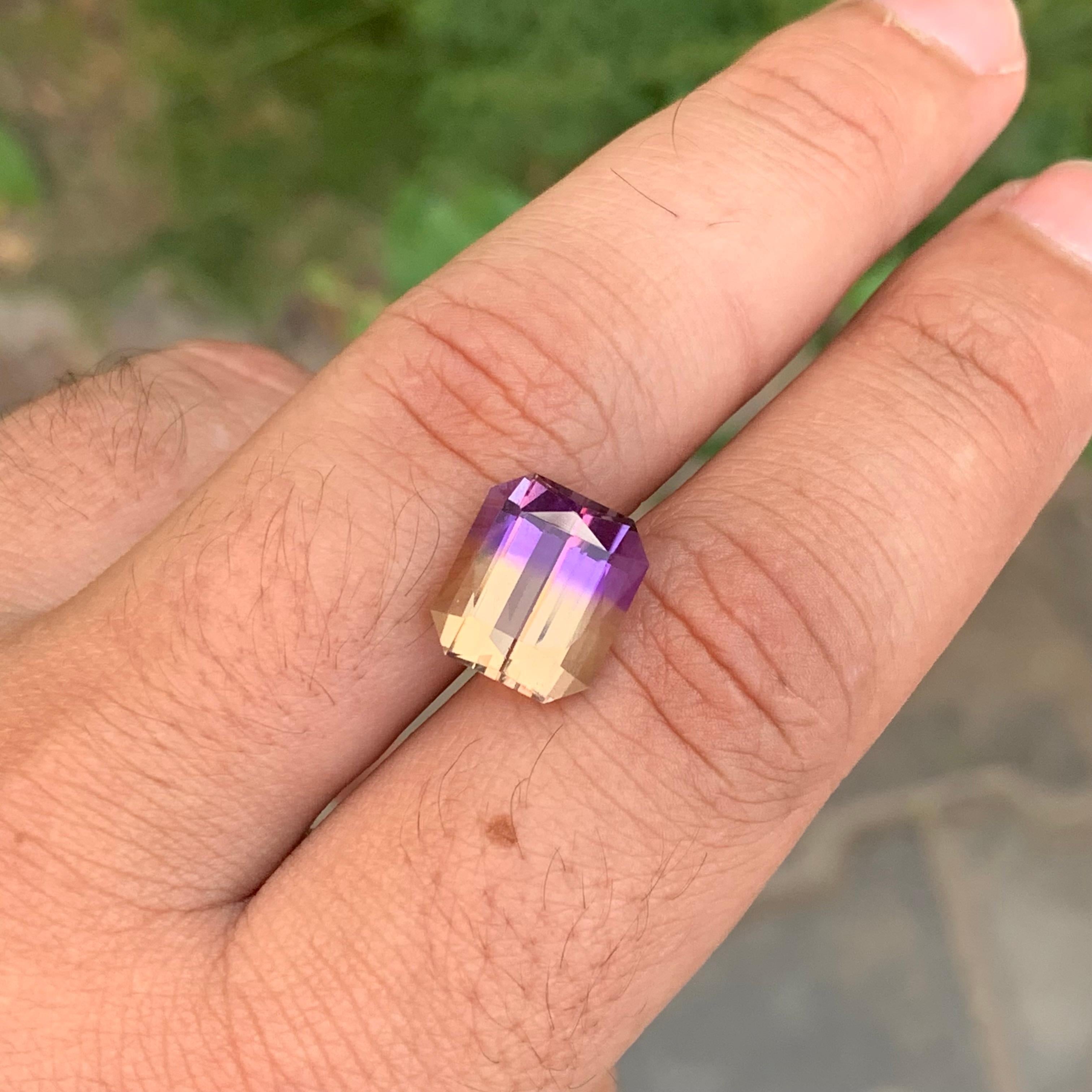 6.40 Carat Natural Loose Ametrine Emerald Shape Gemstone en vente 1