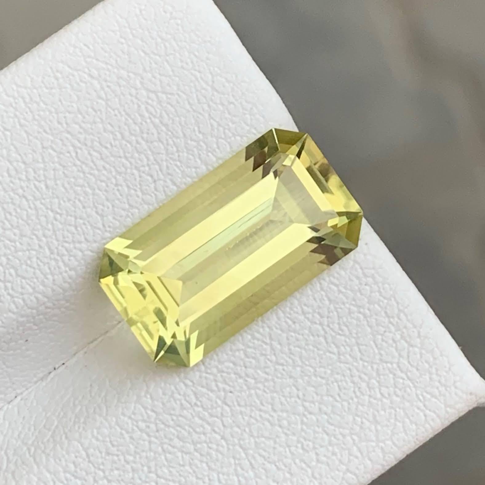 6.40 Carat Natural Loose Lemon Quartz Stone Emerald Cut African Gemstone For Sale 5