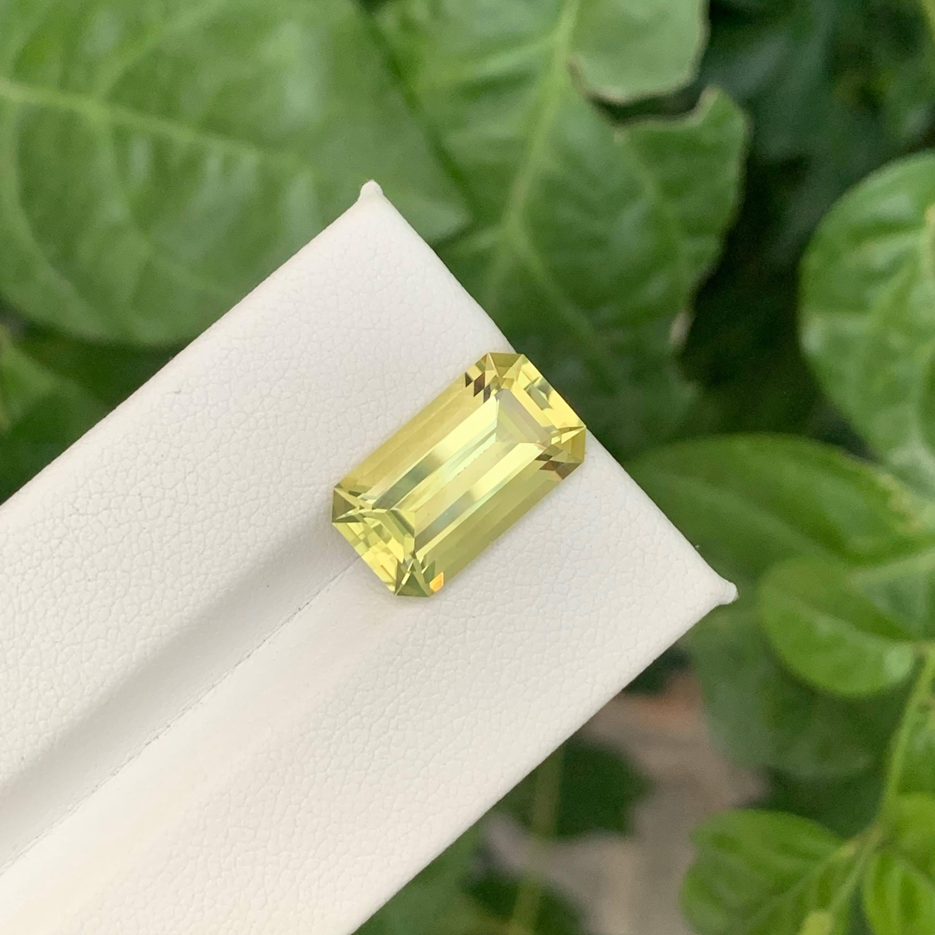 6.40 Carat Natural Loose Lemon Quartz Stone Emerald Cut African Gemstone For Sale 6