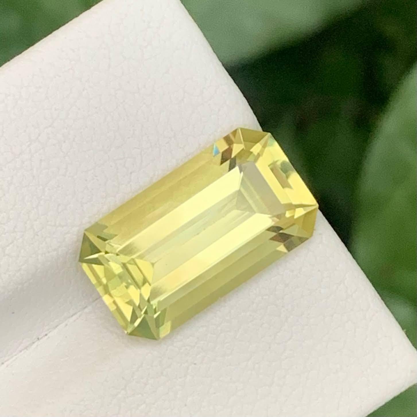 6.40 Carat Natural Loose Lemon Quartz Stone Emerald Cut African Gemstone For Sale 1
