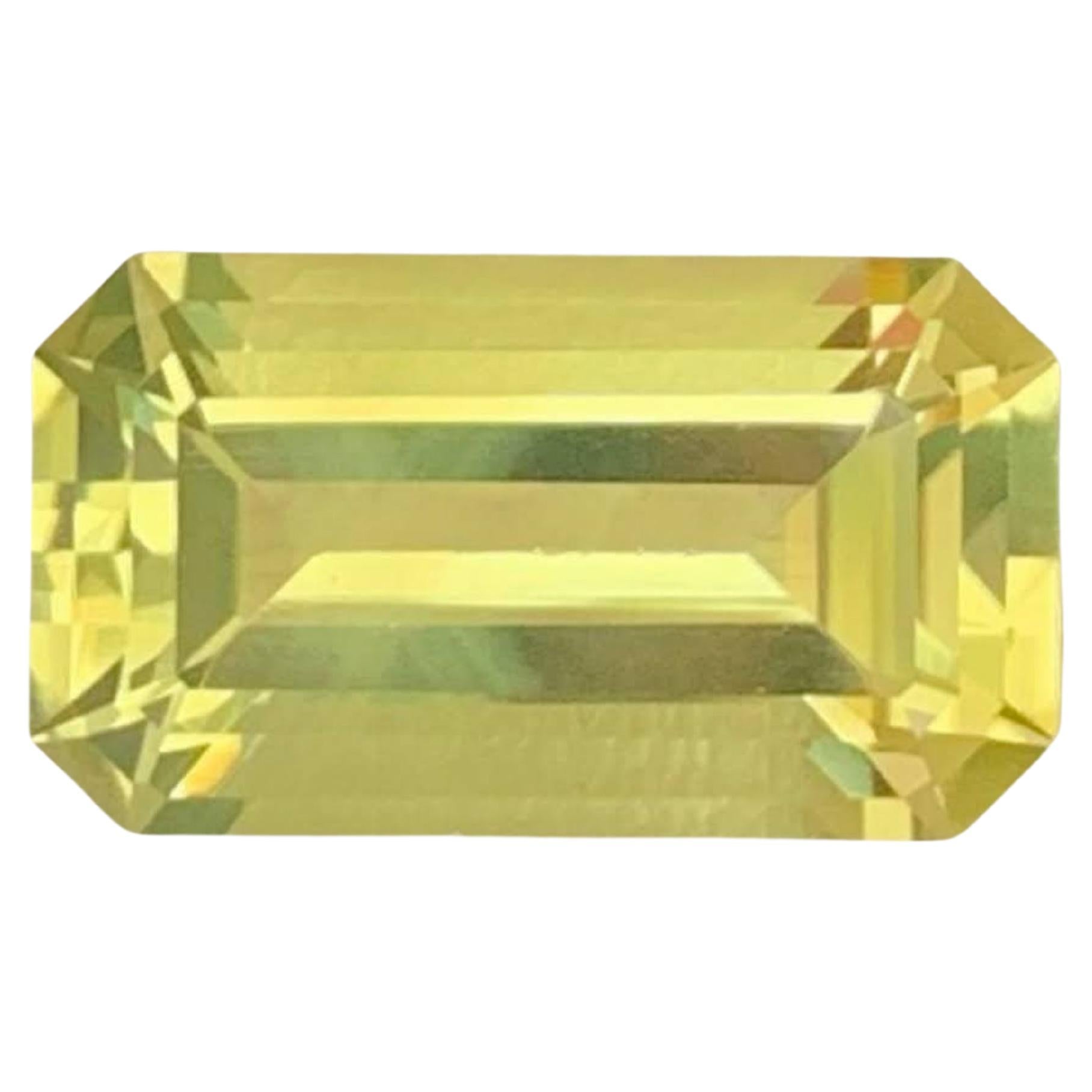 6.40 Carat Natural Loose Lemon Quartz Stone Emerald Cut African Gemstone For Sale