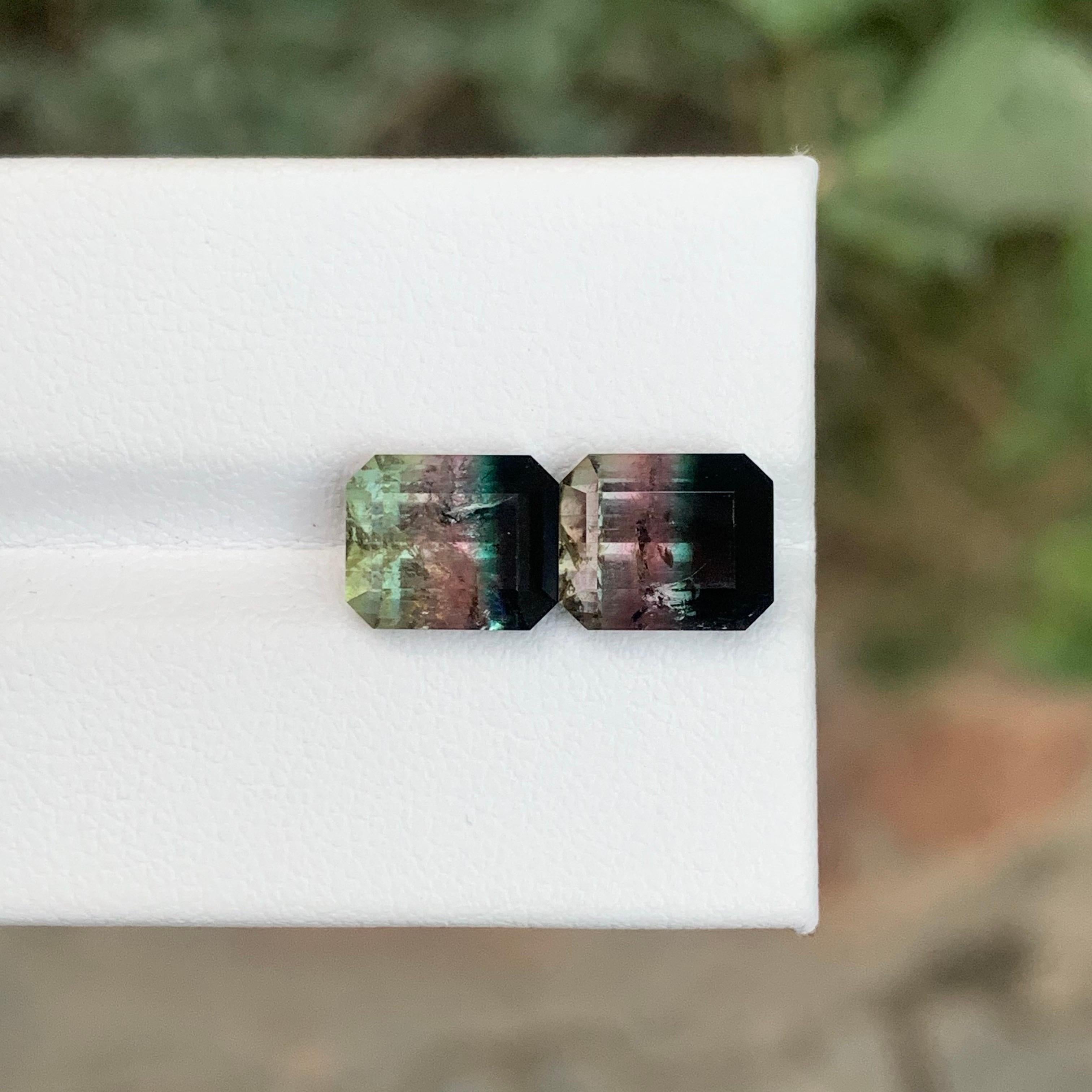 Taglio smeraldo 6,40 carati di tormalina parti naturale sfusa a forma di smeraldo in vendita