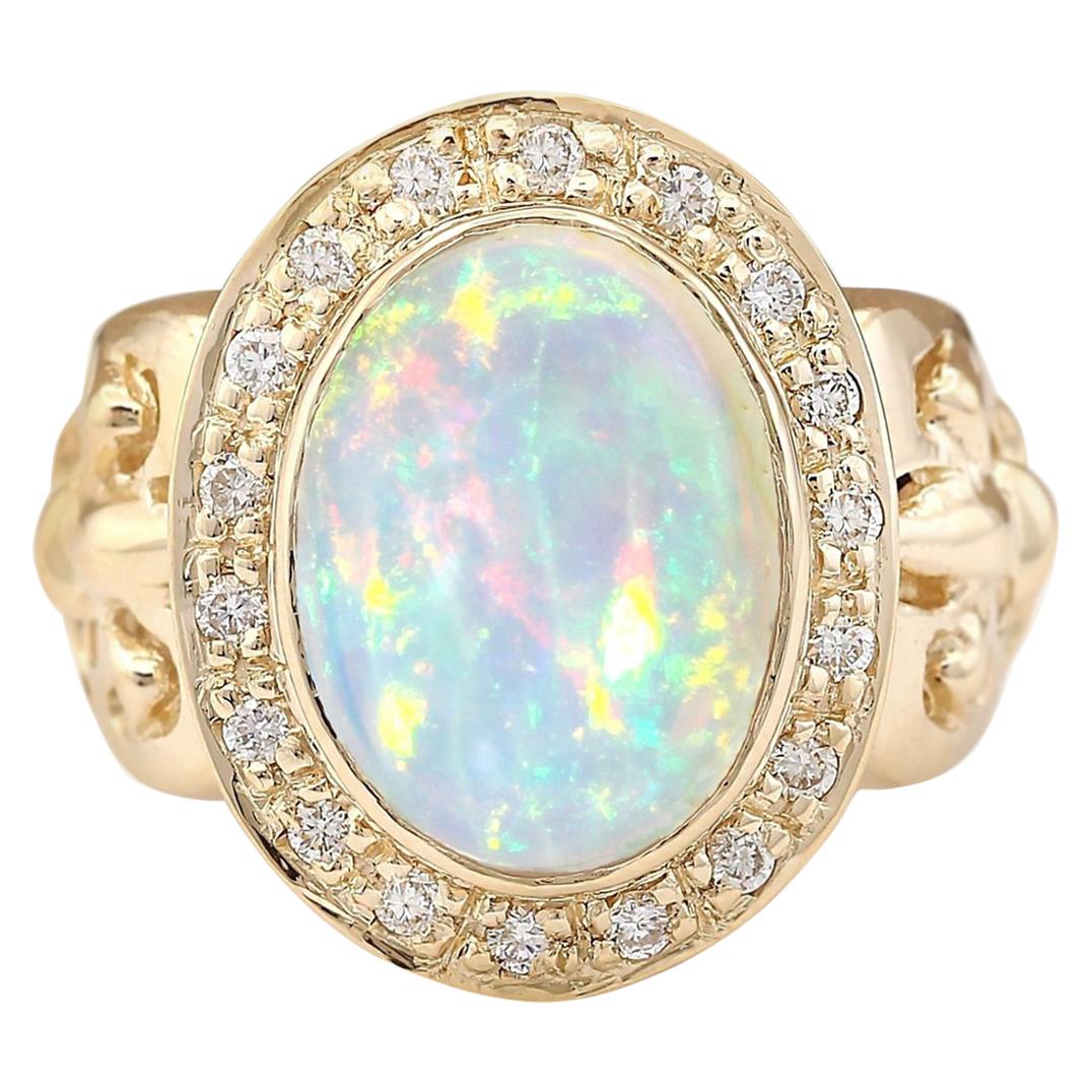 Opal Diamond Ring In 14 Karat Yellow Gold 