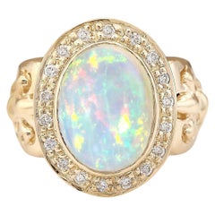 Opal Diamond Ring In 14 Karat Yellow Gold 