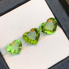 6.40 Carat Natural Vibrant Green Tourmaline Heart Shaped Loose Gemstones Parcel