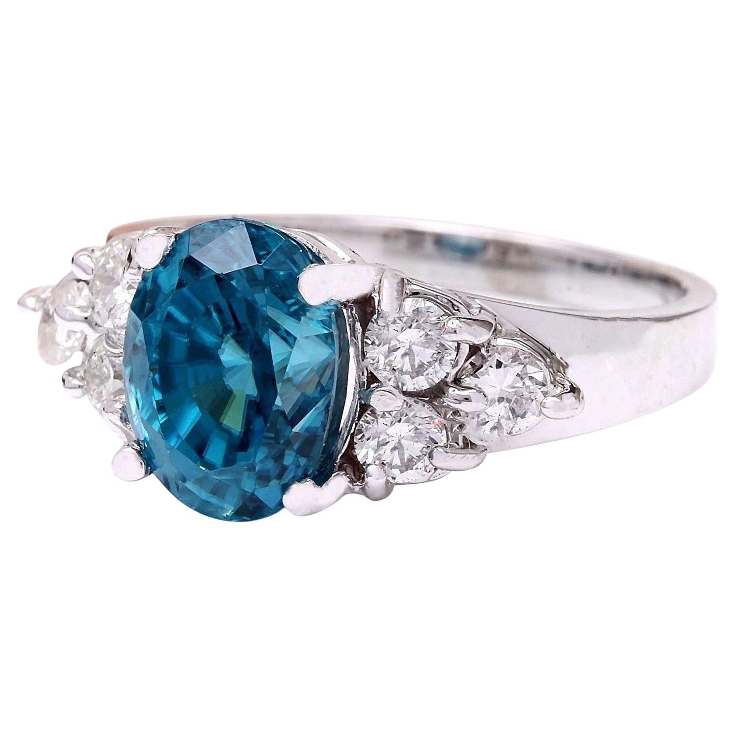 6.40 Carat Natural Zircon 14K Solid White Gold Diamond Ring
 Item Type: Ring
 Item Style: Engagement
 Material: 14K White Gold
 Mainstone: Zircon
 Stone Color: Blue
 Stone Weight: 5.80 Carat
 Stone Shape: Oval
 Stone Quantity: 1
 Stone Dimensions: