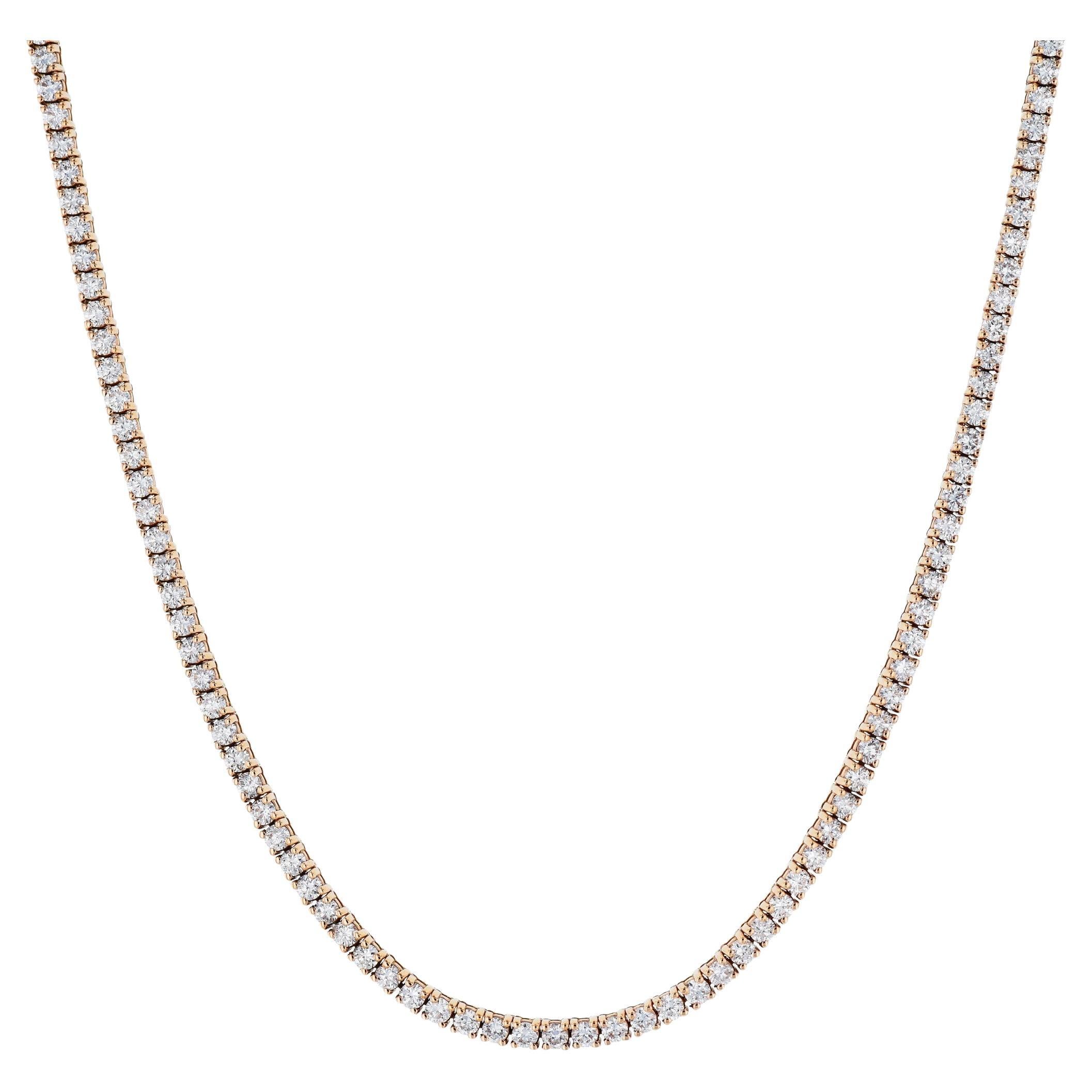 6.40 Carat Rose Gold Diamond Tennis Necklace For Sale