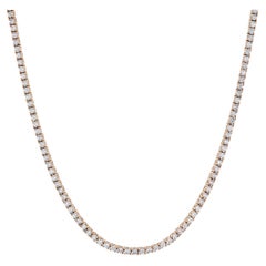 Used 6.40 Carat Rose Gold Diamond Tennis Necklace