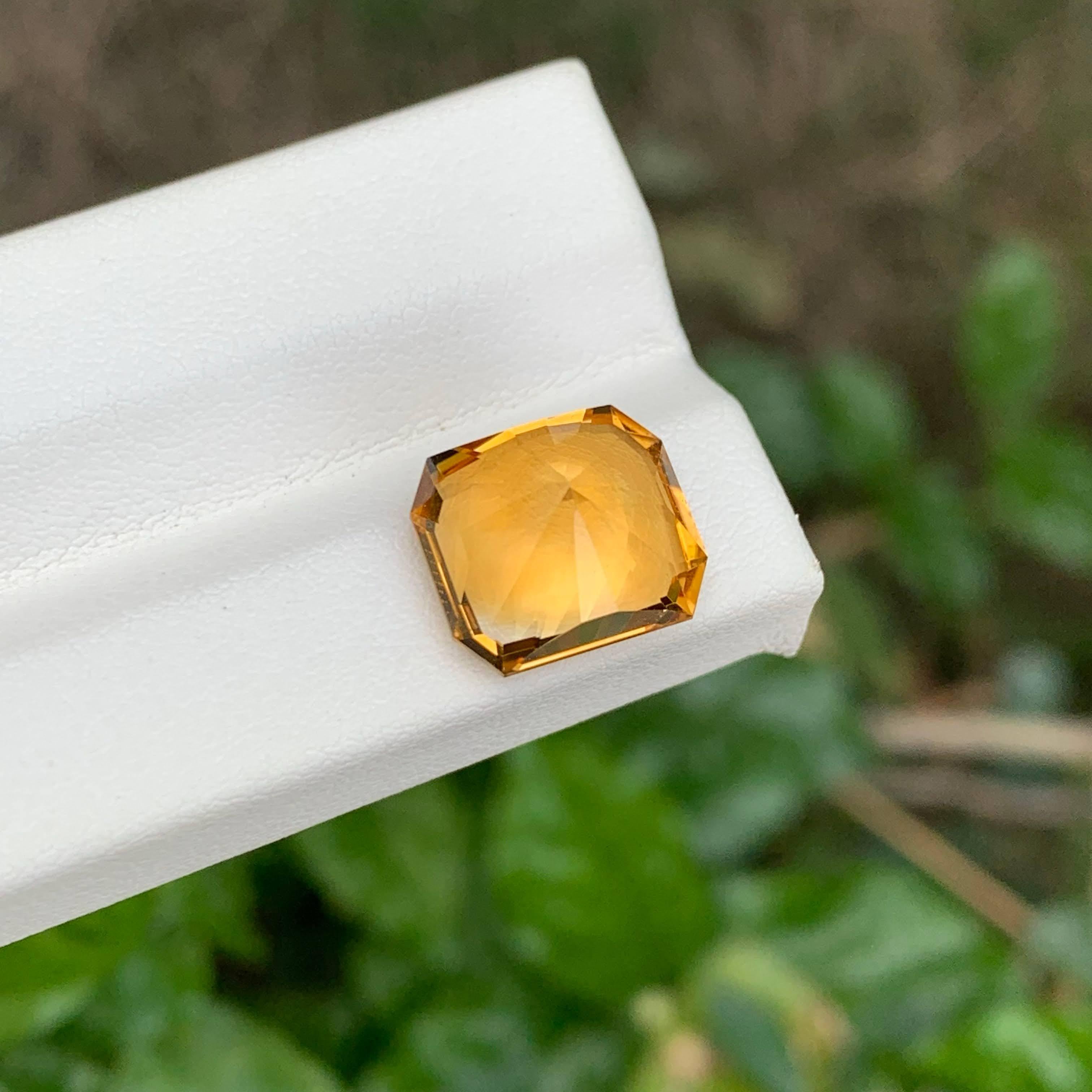 Weight 6.40 carats
Dimensions 11.9x10.7x8.1mm
Treatment None 
Origin Brazil
Clarity  Eye Clean
Shape Octagon
Cut Custom Precision
NA


Crafted with meticulous precision, this 6.40 carats Citrine Stone embodies the epitome of natural beauty and