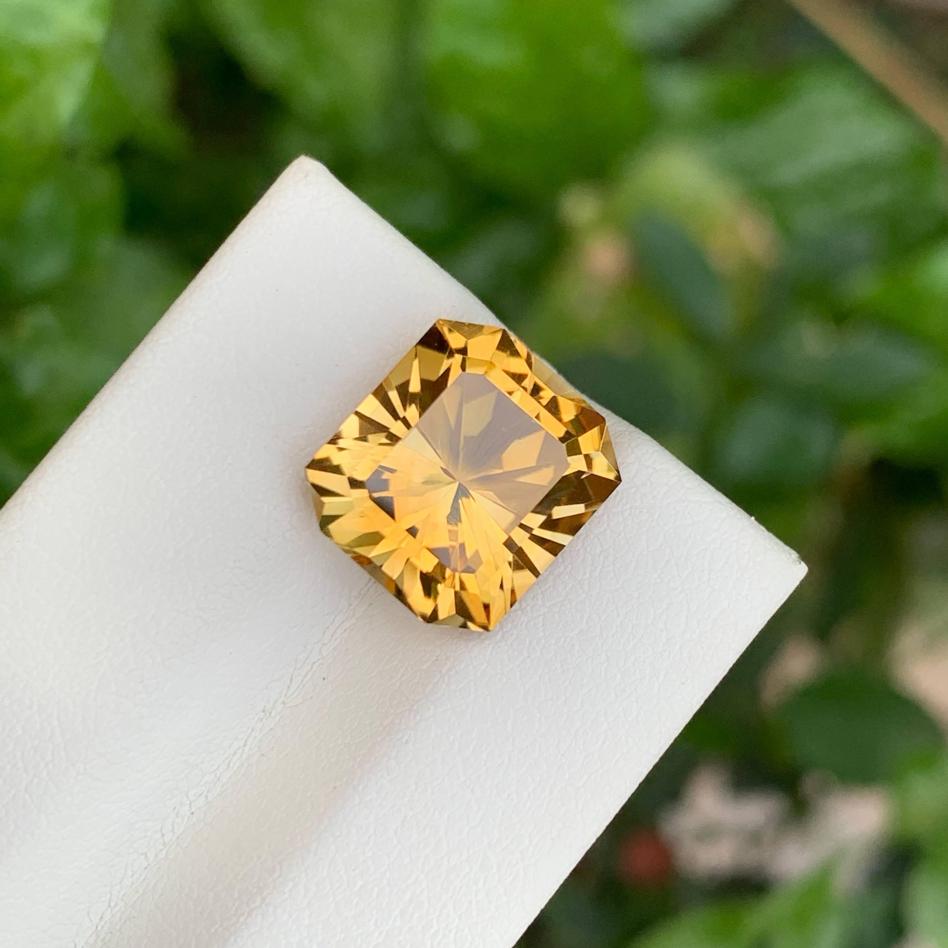 Octagon Cut 6.40 Carats Citrine Stone Custom Precision Cut Natural Brazilian Gemstone For Sale