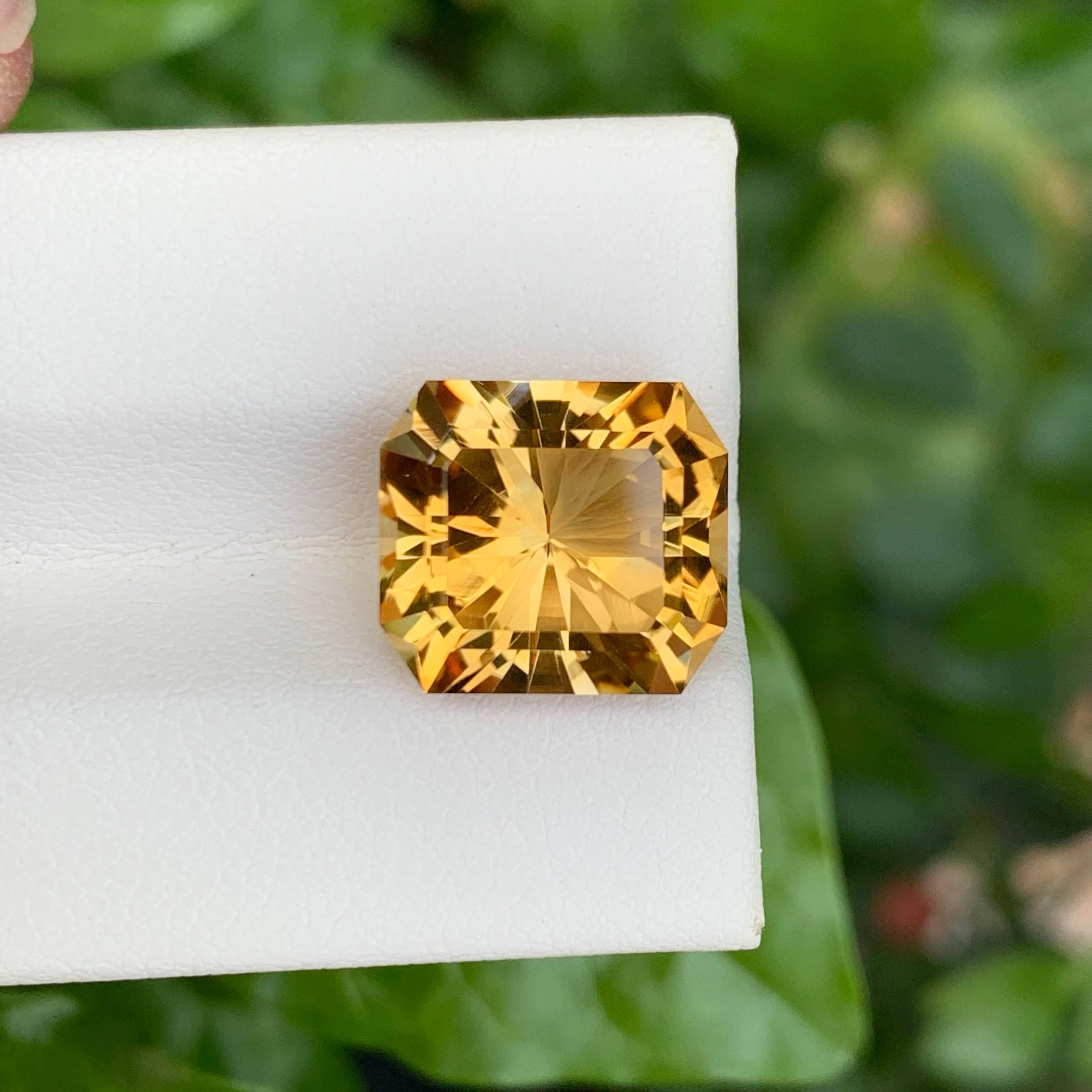 6.40 Carats Citrine Stone Custom Precision Cut Natural Brazilian Gemstone In New Condition For Sale In Bangkok, TH