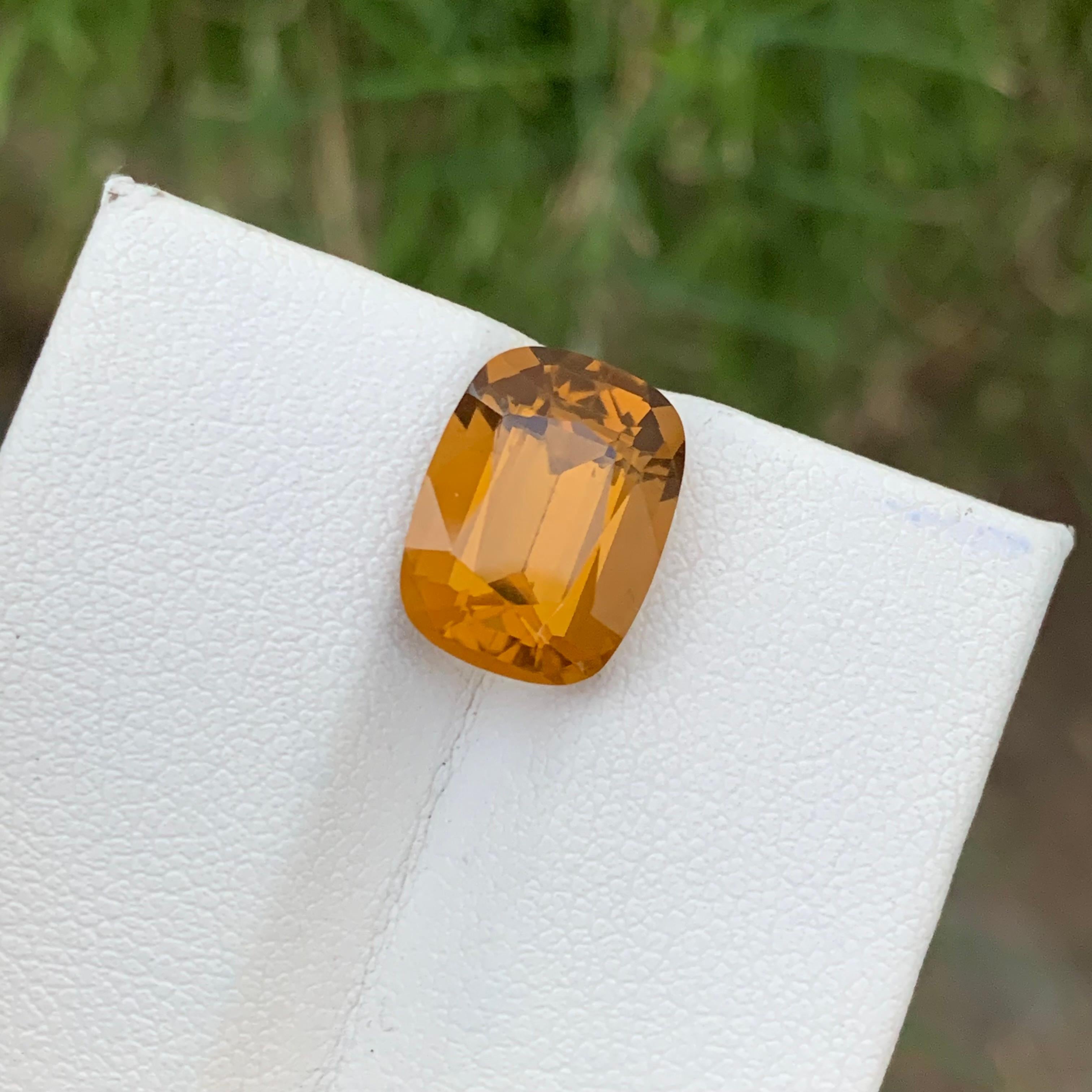 Cushion Cut 6.40 Carats Natural Loose Yellow Citrine Ring Gem From Brazil Mine For Sale