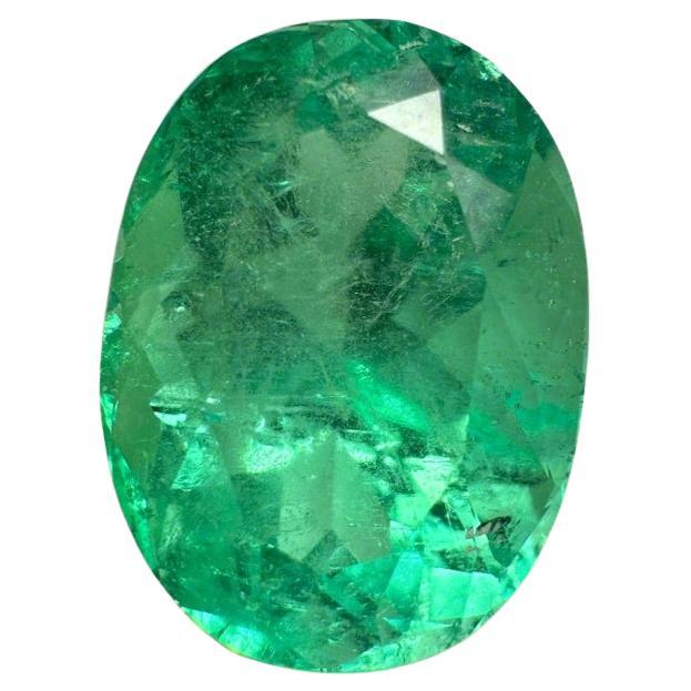 6.40ct Medium Green Natural Colombian Emerald - Oval Cut May Birthstone Gem