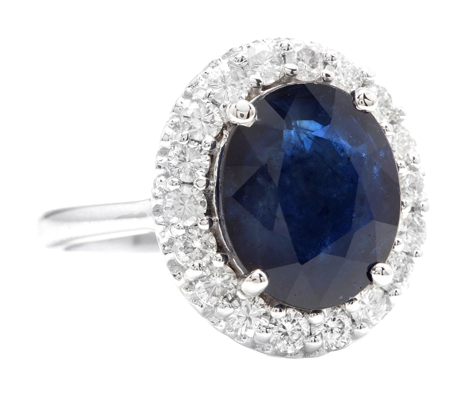 6.40 Carats Natural Sapphire and Diamond 14K Solid White Gold Ring

Suggested Replacement Value: Approx. $6,500.00

Total Natural Oval Cut Sapphire Weights: Approx. 5.50 Carats 

Sapphire Measures: Approx. 12.00 x 10.00mm

Sapphire Treatment:
