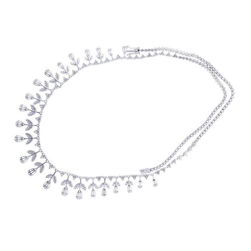 Round Cut 6.41 carat diamond Sequera Necklace in 18K white gold For Sale