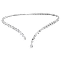 5.36 Carat SI/H Color Certified Diamond Collar Necklace 18 Karat White Gold