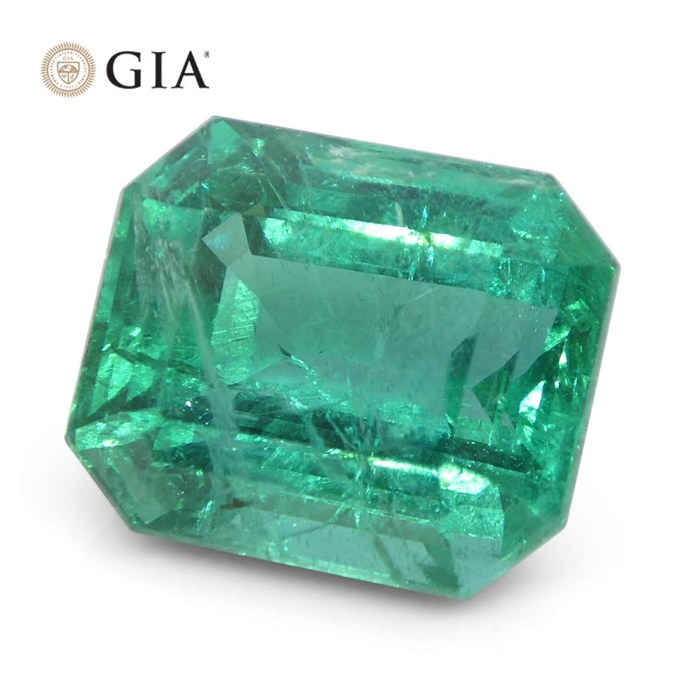 6,41 Karat Achteckiger/Emaragdschliff Grüner Smaragd GIA zertifiziert Zambia (F2) im Angebot 6