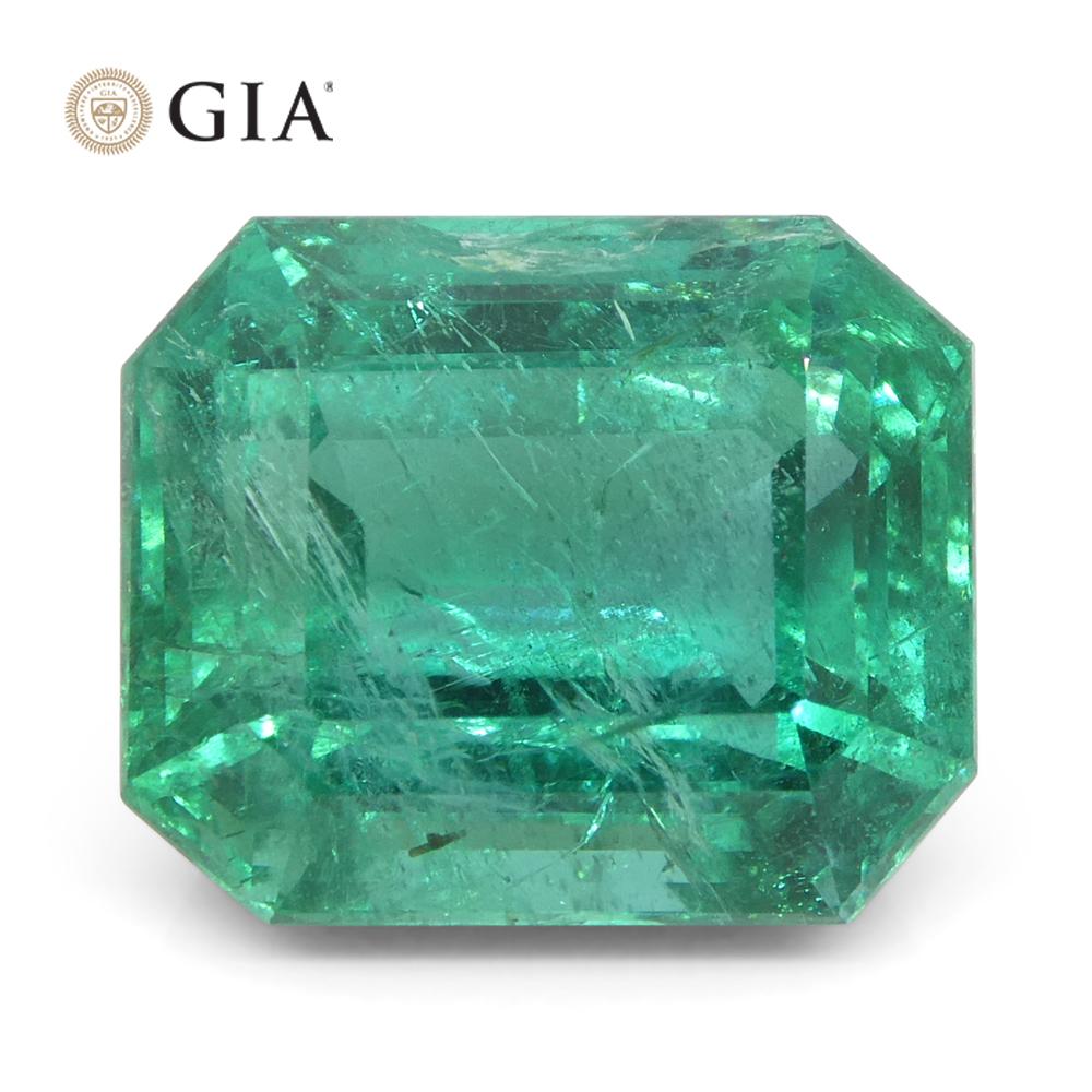 6,41 Karat Achteckiger/Emaragdschliff Grüner Smaragd GIA zertifiziert Zambia (F2) im Angebot 3