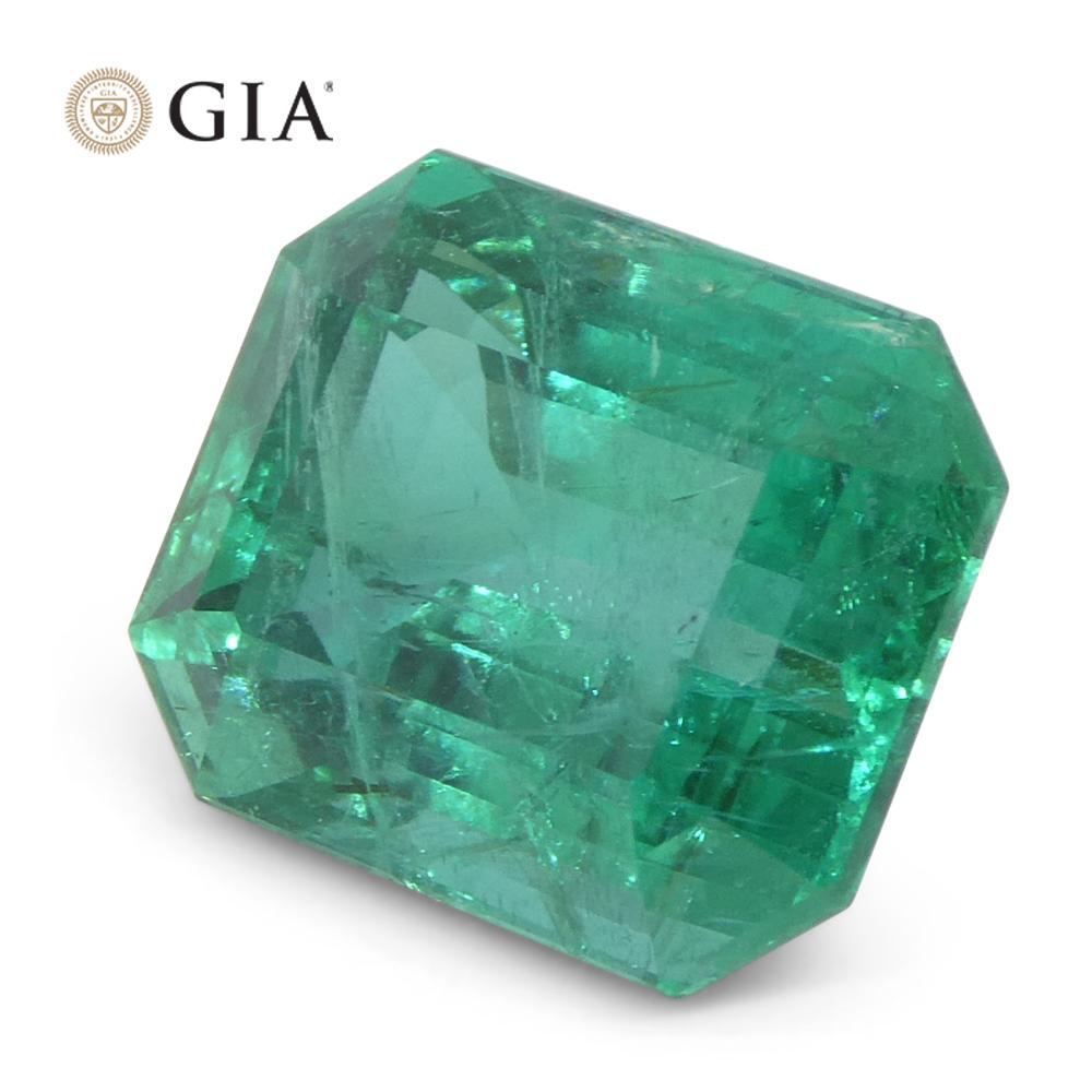 6,41 Karat Achteckiger/Emaragdschliff Grüner Smaragd GIA zertifiziert Zambia (F2) im Angebot 5