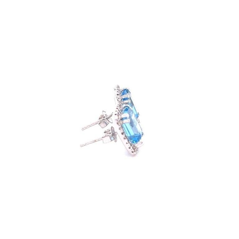 6,42 Karat Blautopas-Diamant-Ohrstecker aus Weißgold (Zeitgenössisch) im Angebot