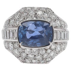6.42 Carat No Heat Sapphire Sapphire Dome Cocktail Ring