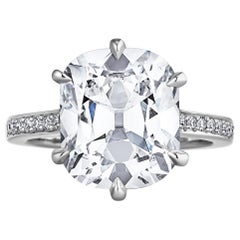 6.42 Carat Cushion Brilliant Cut Platinum Engagement Ring