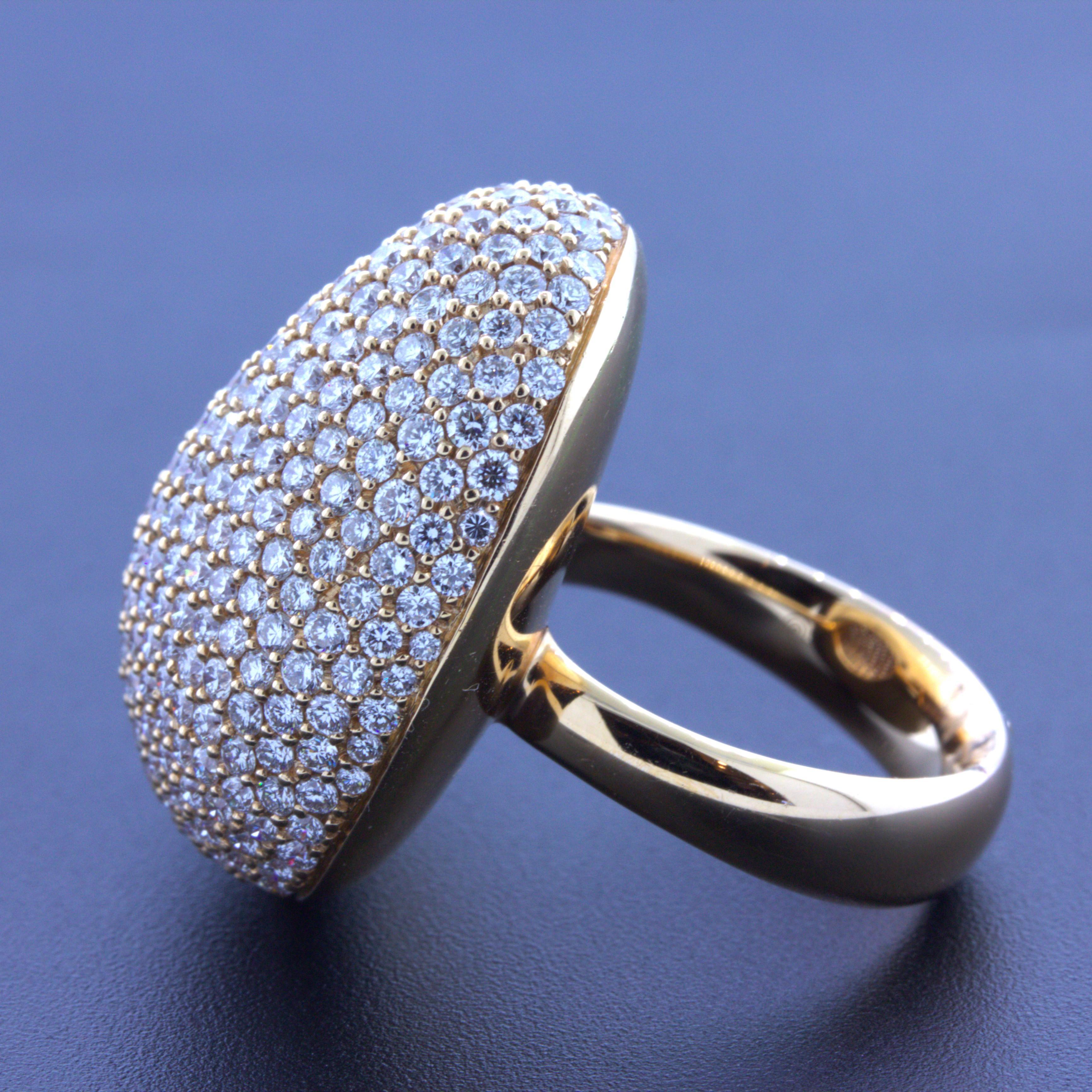 6.42 Carat Diamond Pave 18k Rose Gold Domed Cocktail Ring In New Condition For Sale In Beverly Hills, CA