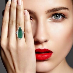 6.42 Carat Malachite Diamond 18 Karat Gold Ring