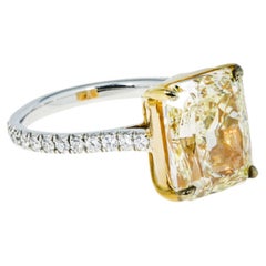 6.42 Carat Radiant Statement Fancy Yellow 18K Gold A Crown-Worthy Fancy Rarity