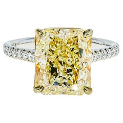 6.42 Carat Radiant Statement Fancy Yellow 18K Gold A Crown-Worthy Fancy Rarity