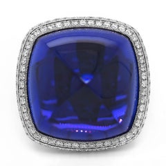64.2 Carat Tanzanite and Diamond White Gold Ring