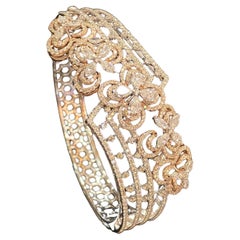 6.42 Cts F/VS1 Round Pear Marquise Shape Diamonds Hinged Bracelet 14K White Gold