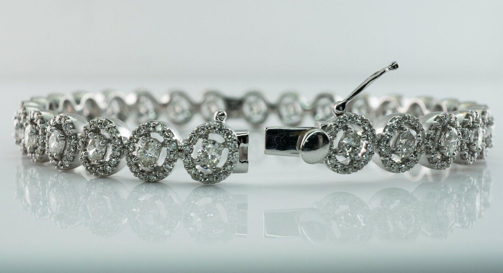 6.42 Ctw Oval Cut Diamond Bracelet 18K White Gold Bangle For Sale 1