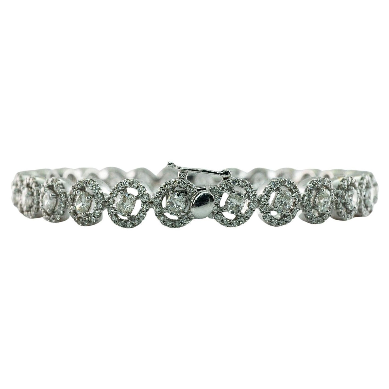 6,42 Ctw Oval Cut Diamant Armband 18K Weißgold Armreif im Angebot