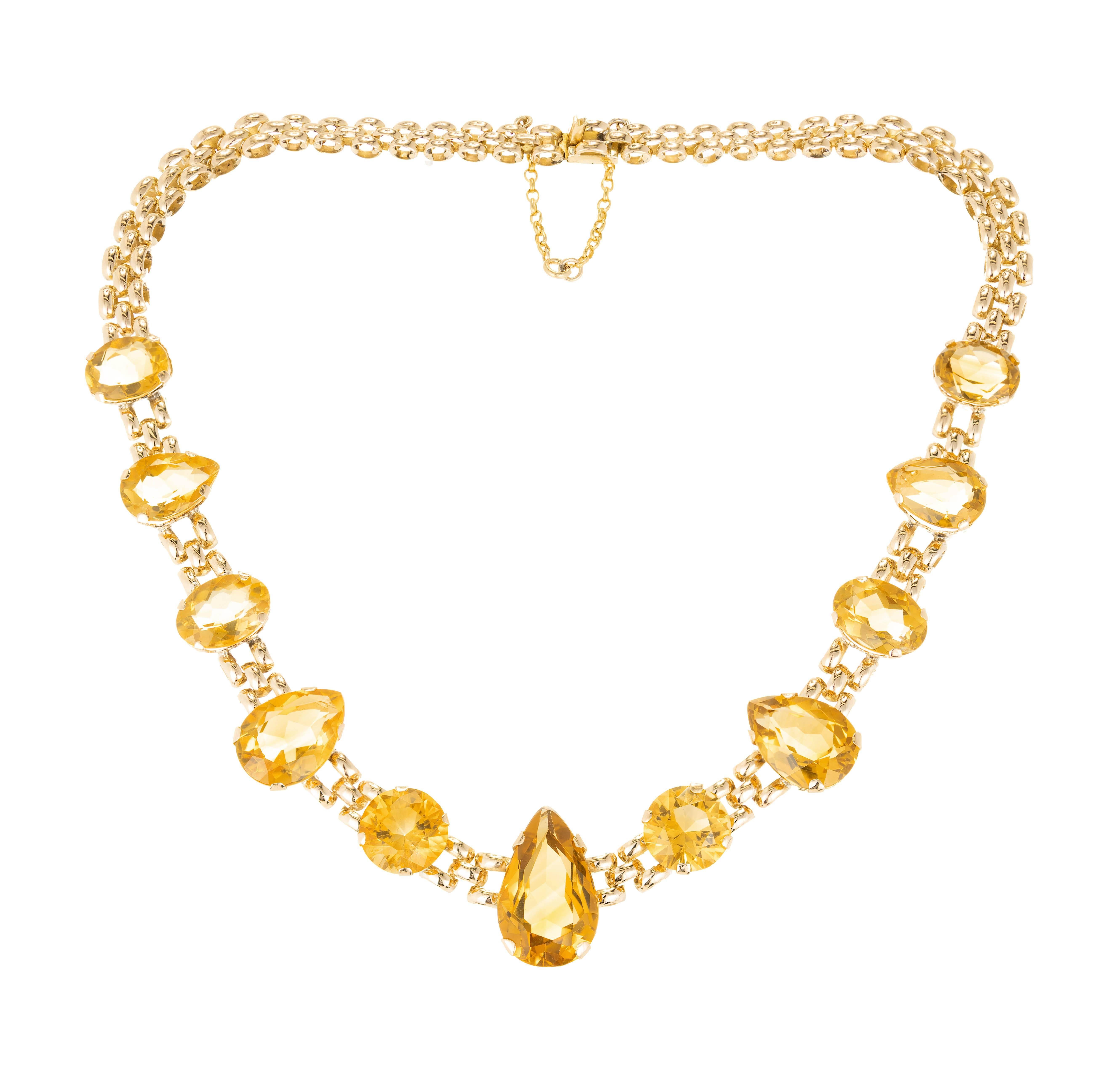 64.26 Carat Citrine Rose Gold Link Necklace For Sale