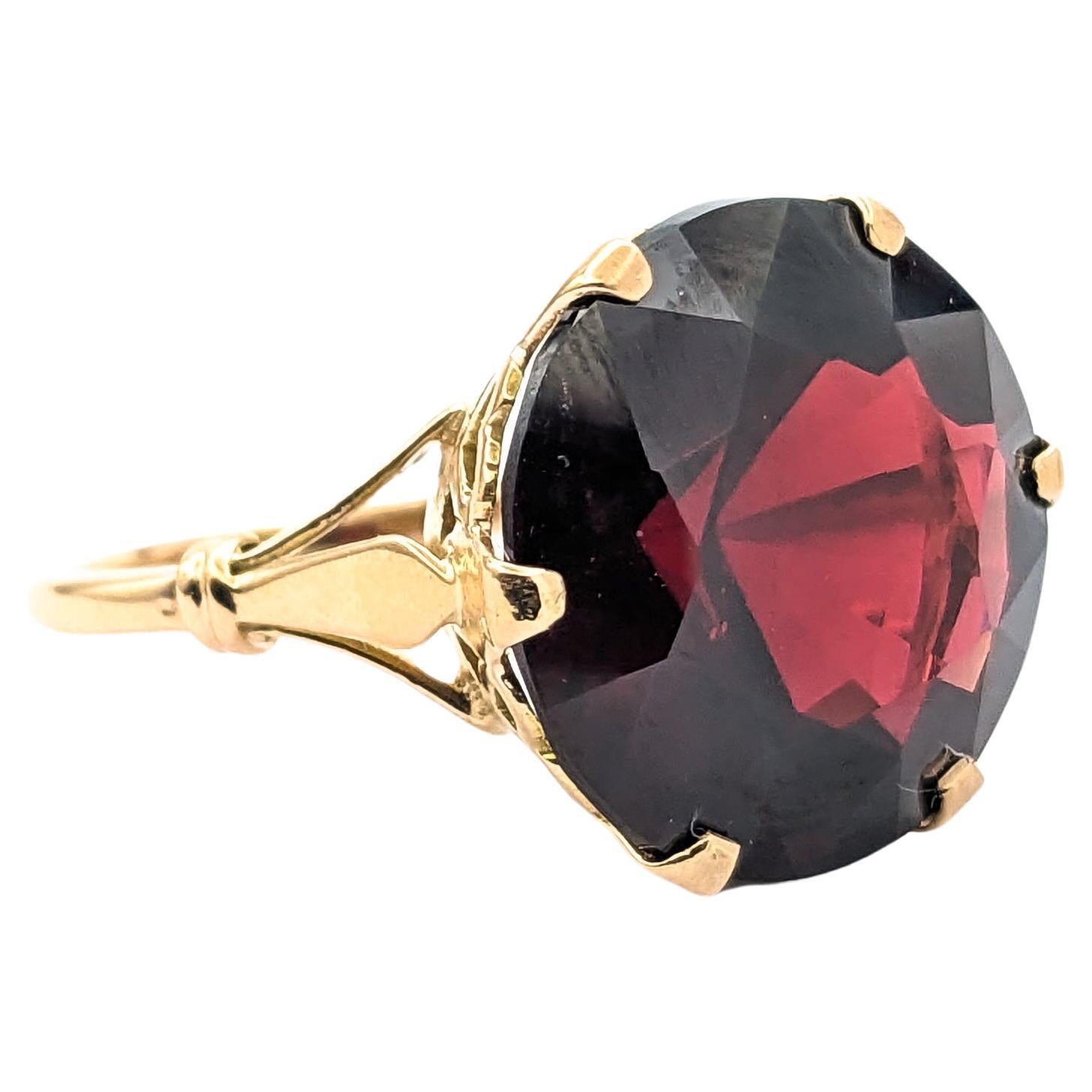 6.42ct Natural Pyrope Garnet Ring In Yellow Gold For Sale