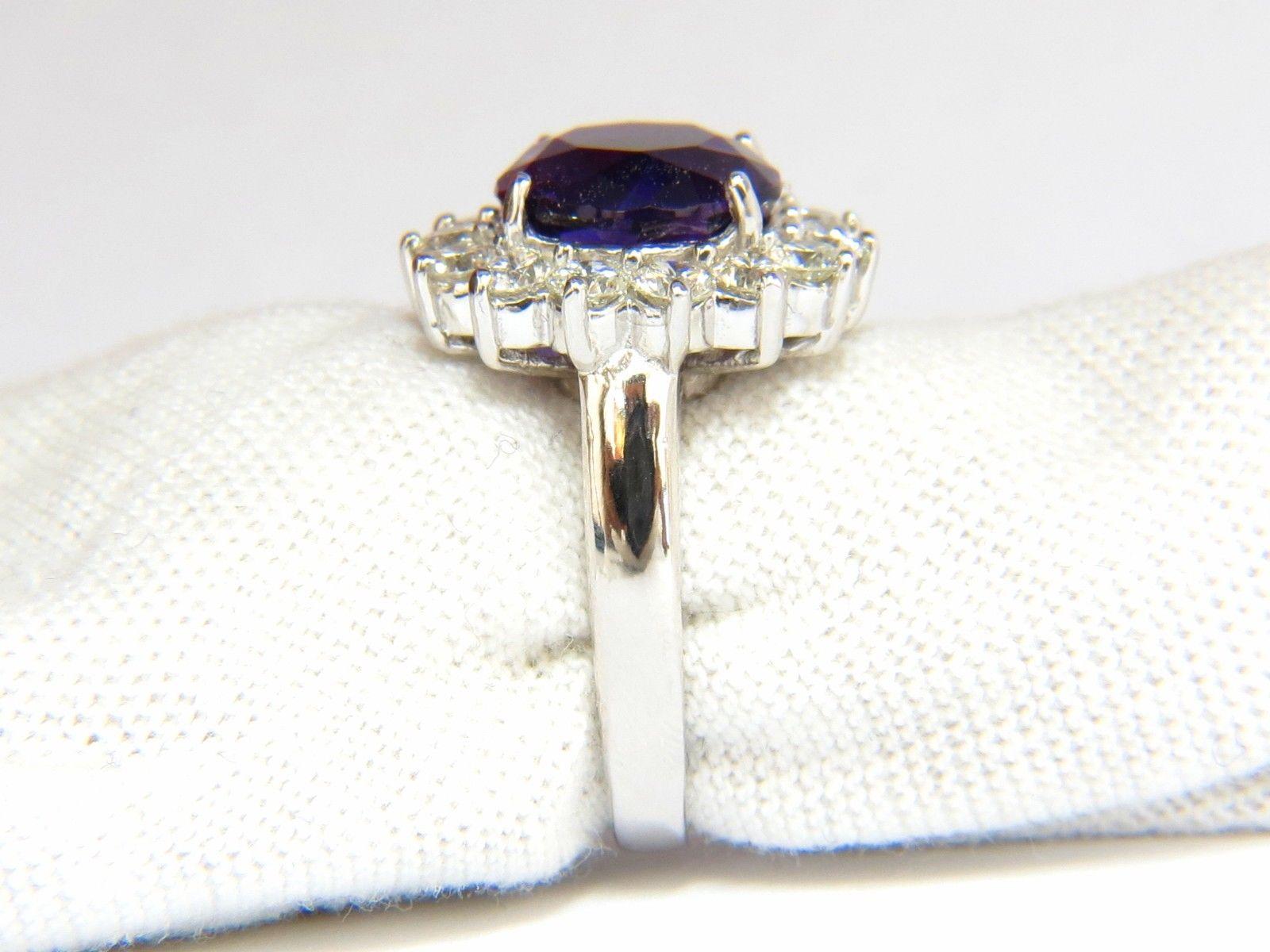 6.43 Carat Natural Brilliant Round Bright Purple Amethyst Diamond Ring 14 Karat In New Condition In New York, NY