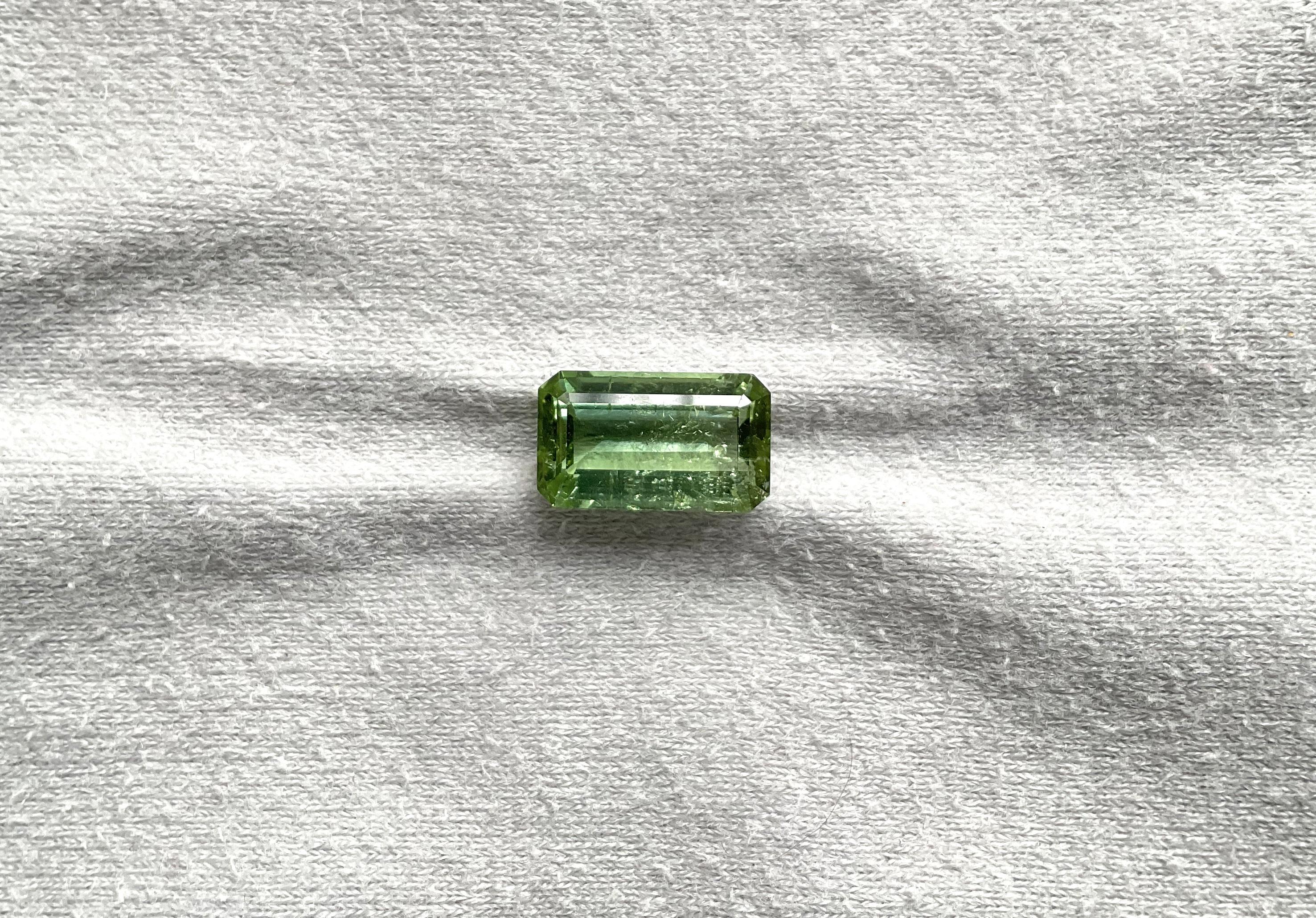 Art Deco 6.43 carats green Tourmaline octagon Faceted cut stone Top Quality Natural gem For Sale