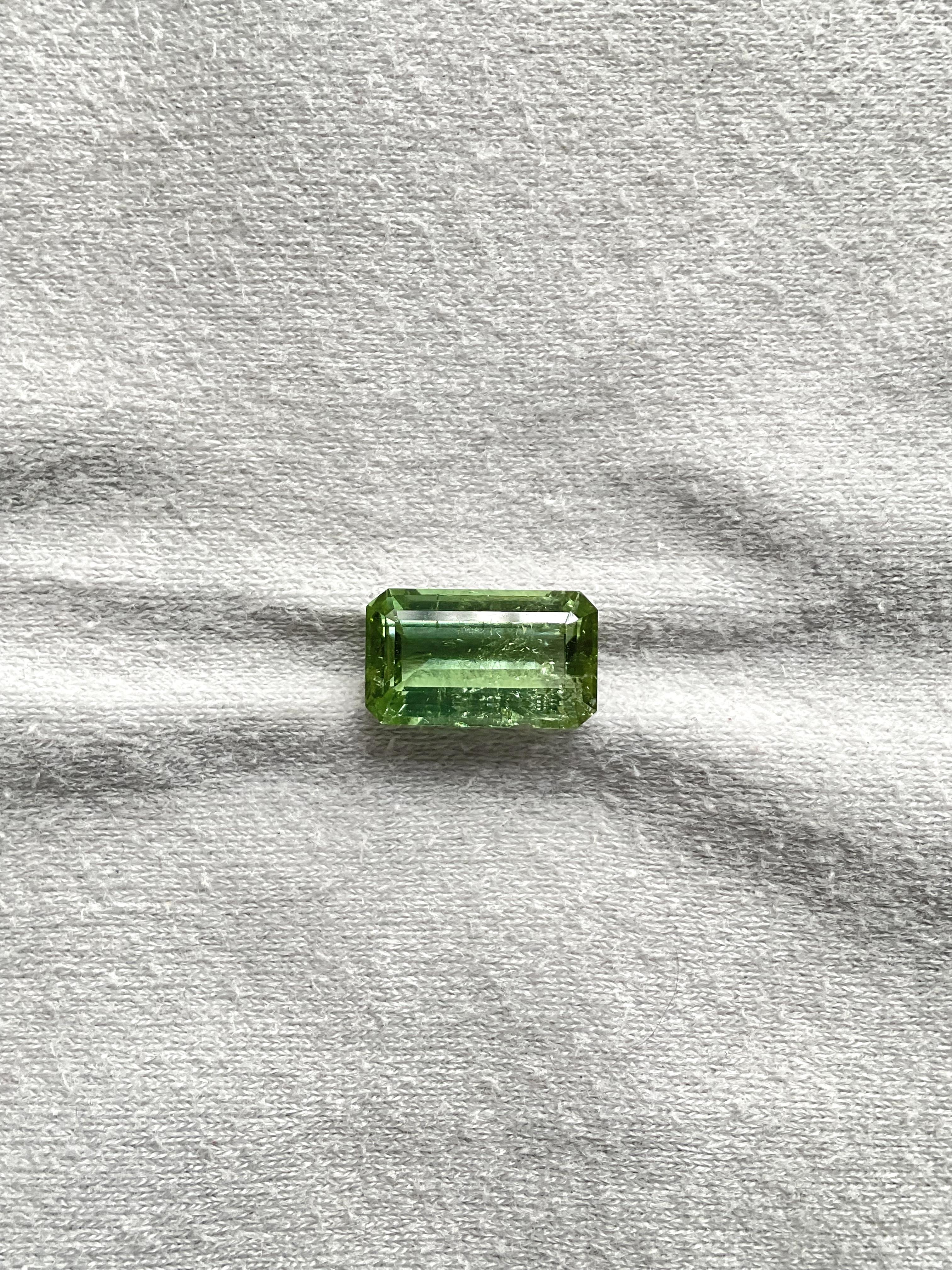 Octagon Cut 6.43 carats green Tourmaline octagon Faceted cut stone Top Quality Natural gem For Sale