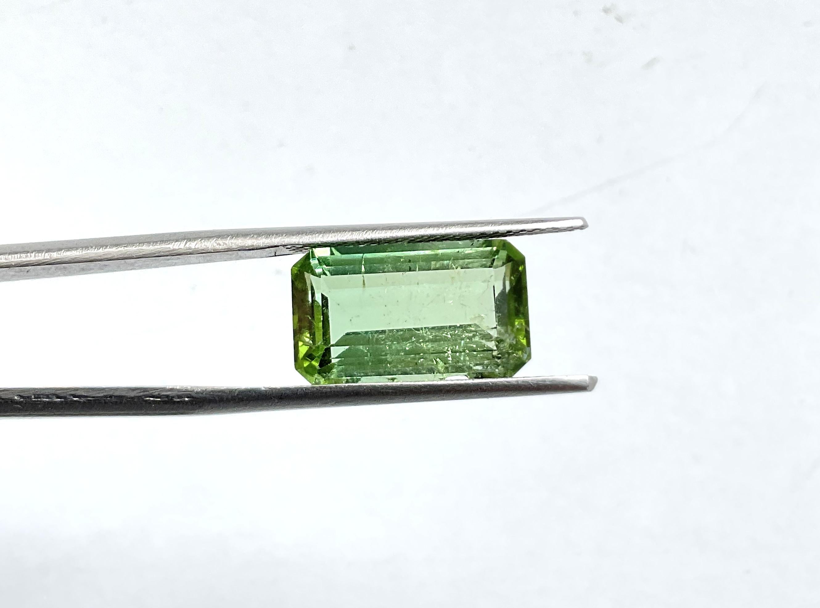 6.43 carats green Tourmaline octagon Faceted cut stone Top Quality Natural gem For Sale 1