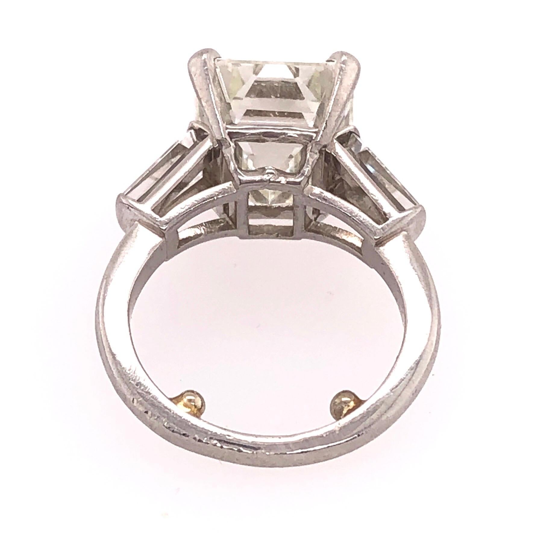 6.43 Carat Emerald Cut Diamond Engagement Ring VS1 J/K Color, Platinum Setting For Sale 3