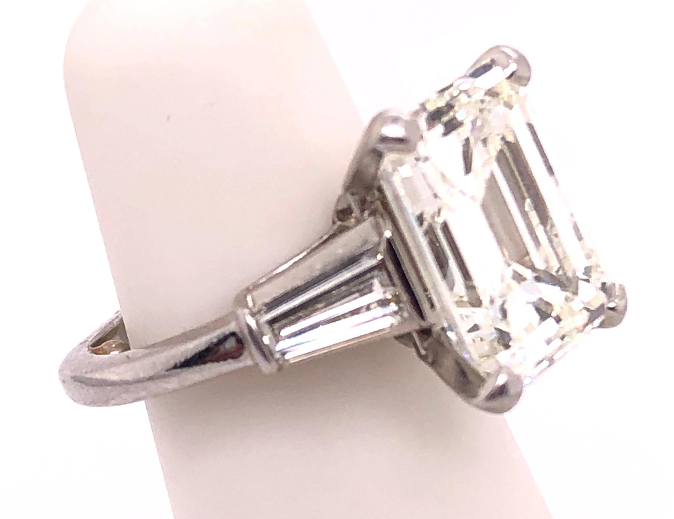 6.43 Carat Emerald Cut Diamond Engagement Ring VS1 J/K Color, Platinum Setting For Sale 5
