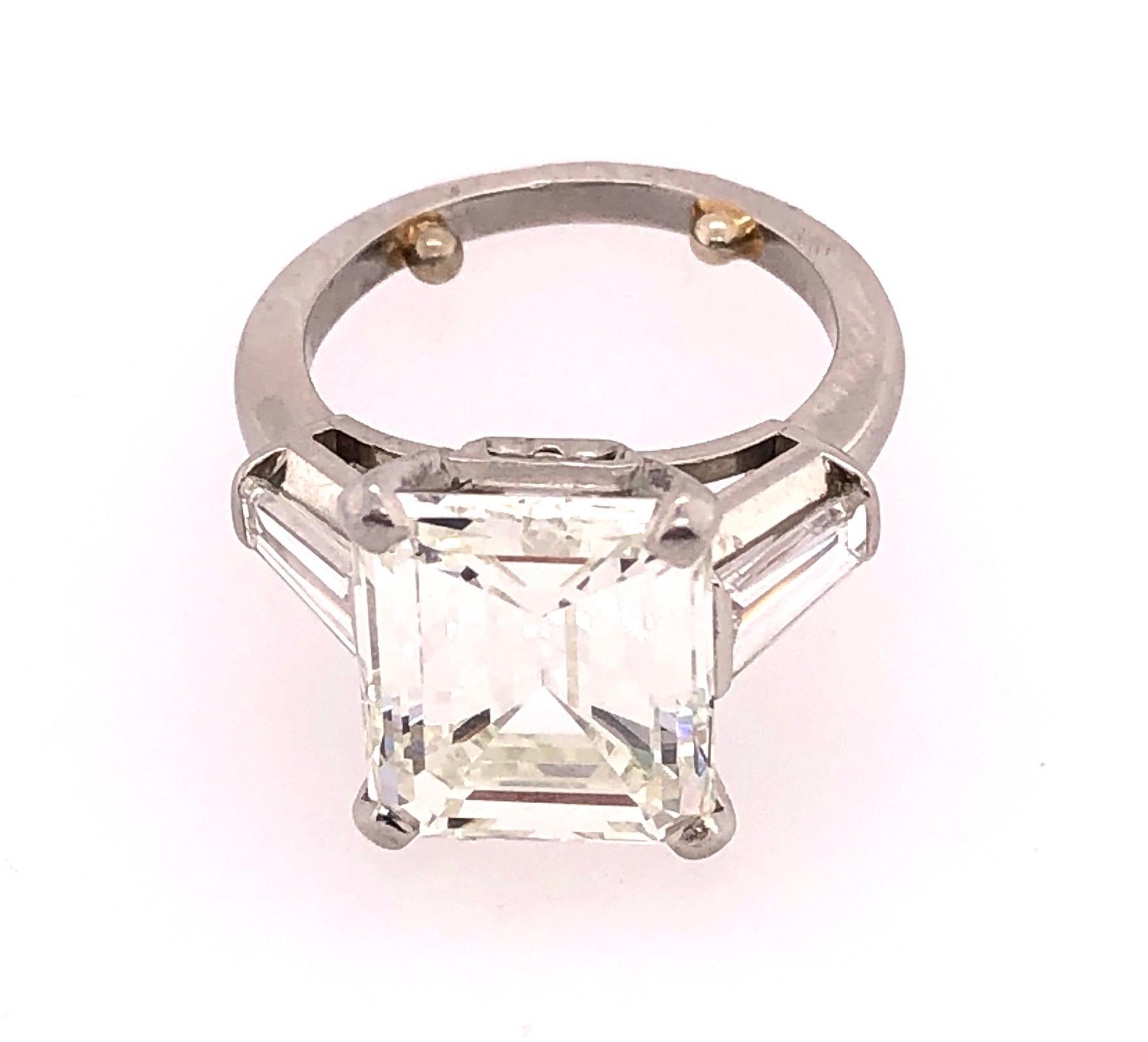6.43 Carat Emerald Cut Diamond Engagement Ring VS1 J/K Color, Platinum Setting For Sale 6