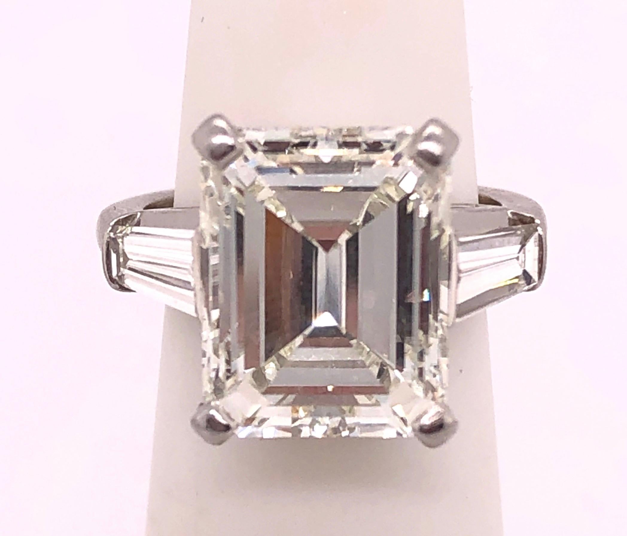 6.43 Carat Emerald Cut Diamond Engagement Ring VS1 J/K Color, Platinum Setting For Sale 7