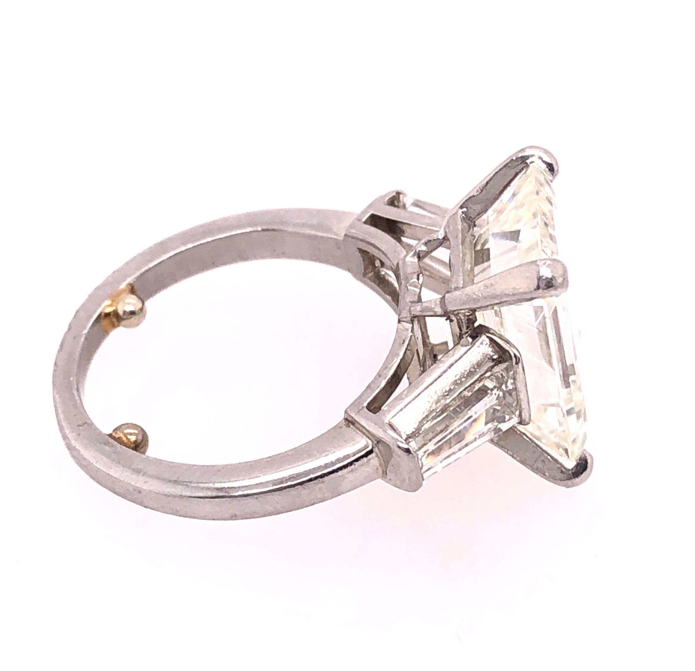 6.43 Carat Emerald Cut Diamond Engagement Ring VS1 J/K Color, Platinum Setting For Sale 9
